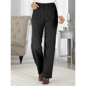 NWT Womens Petite Size 24 24P Haband Black Classic Stretch Corduroy Pants